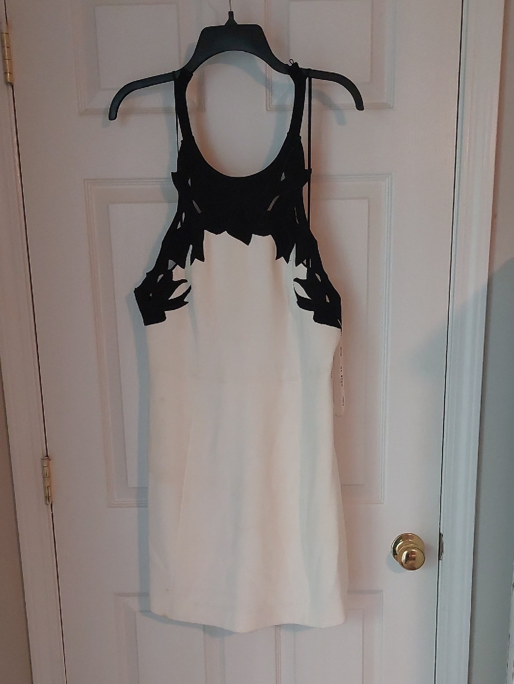 Black & White Cutout Halter Dress - Elegant Women's Cocktail Dress